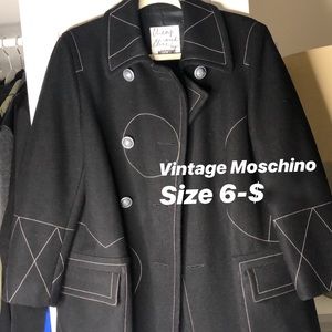 Vintage Moschino contrast stitch wool peacoat